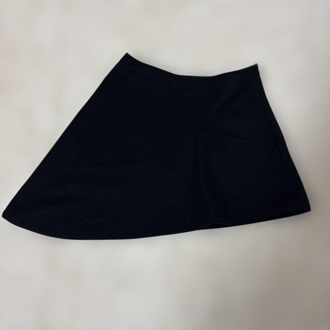 美品【変形アシンメトリー】ヨウジヤマモト　ミニスカートM 黒　ウール縮絨