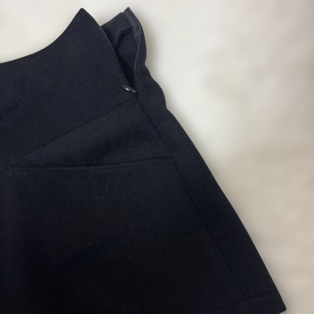 美品【変形アシンメトリー】ヨウジヤマモト　ミニスカートM 黒　ウール縮絨