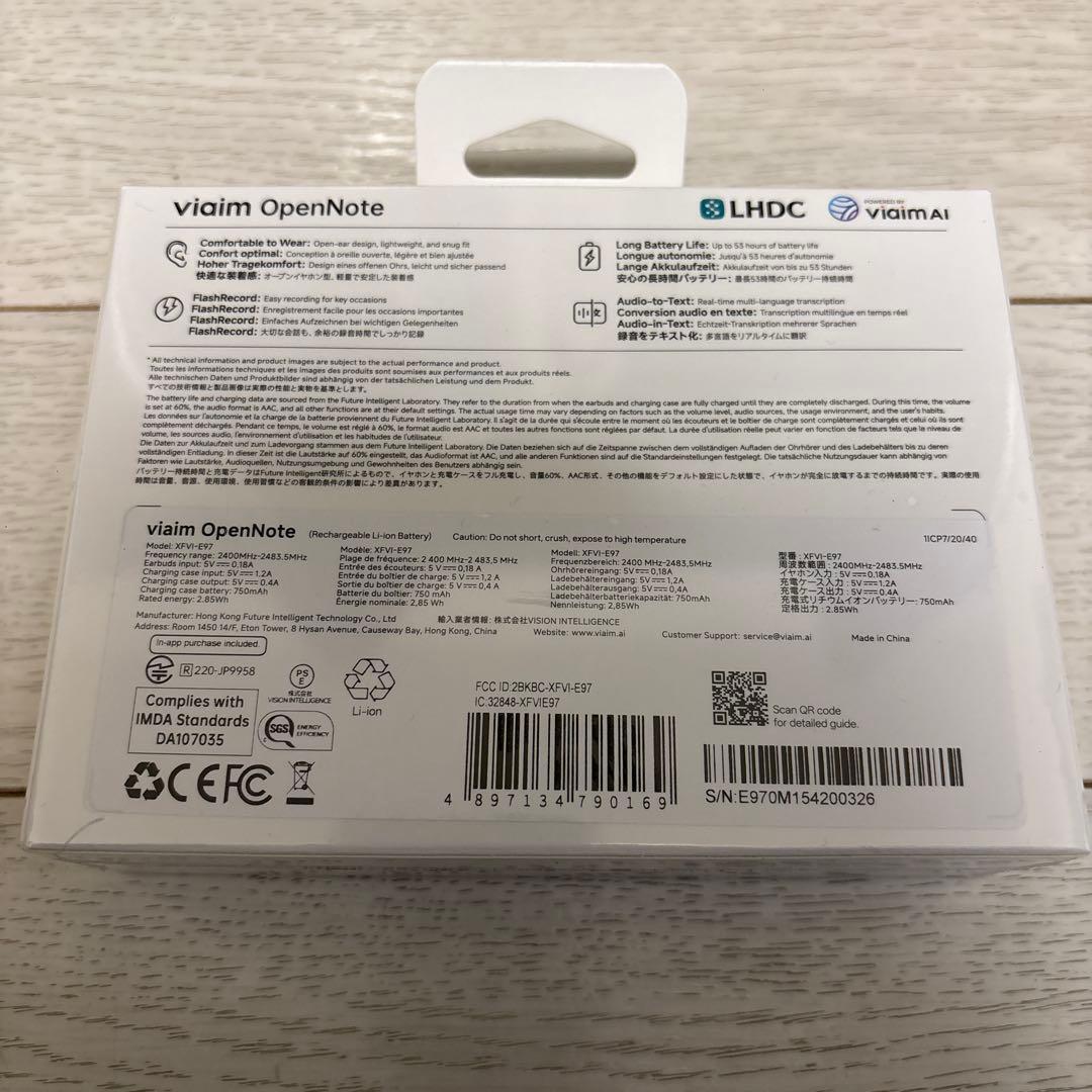 【新品未使用】viaim OpenNote ブラック AIイヤホン