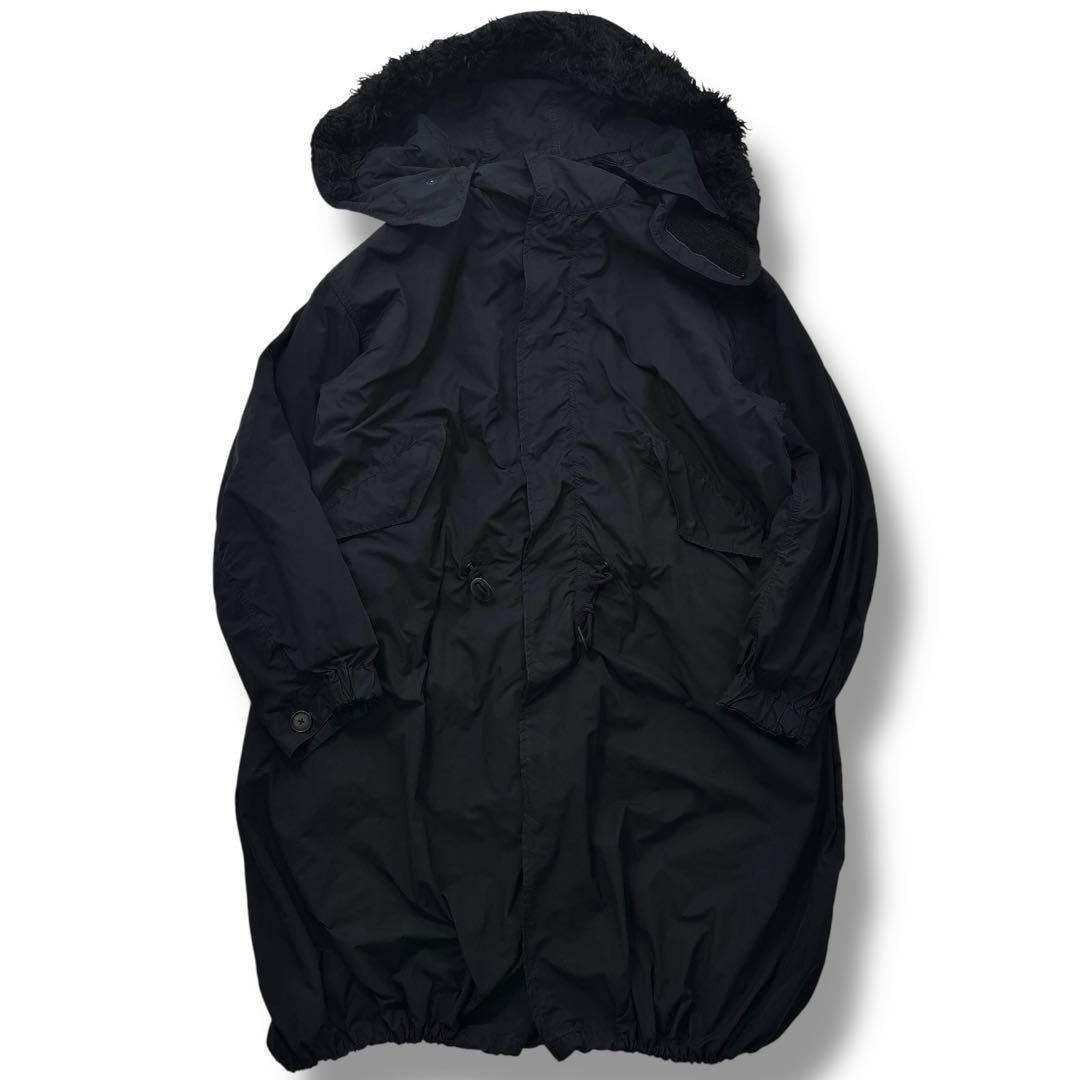 【高級】ATON エイトン　モッズコート　フード　ライナー　ファー　ネイビー