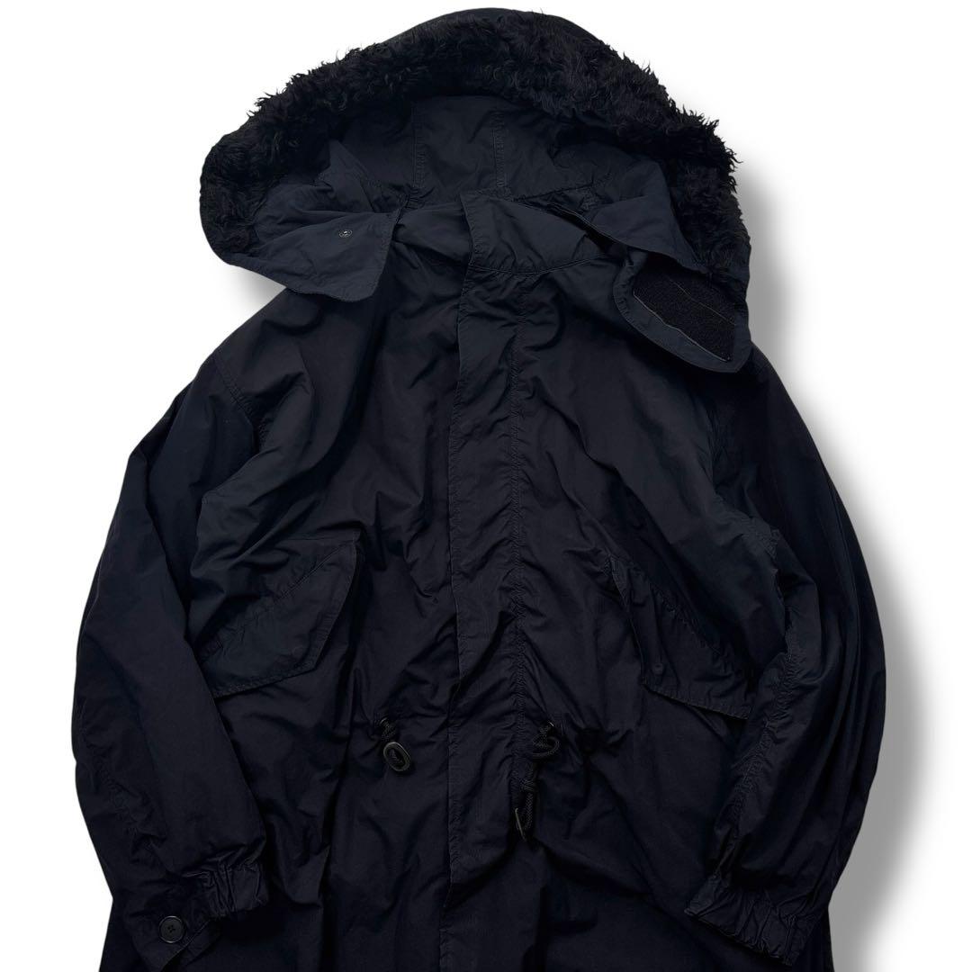 【高級】ATON エイトン　モッズコート　フード　ライナー　ファー　ネイビー