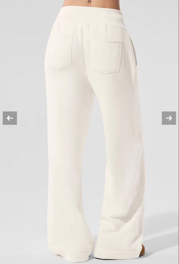 alo セレニティ ワイドレッグ スウェットパンツ アイボリー