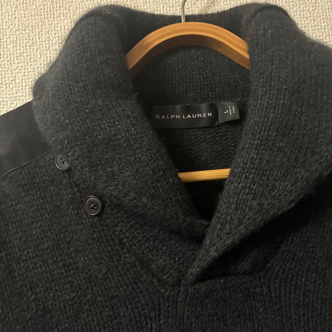 Ralph Lauren ショールカラーエルボーパッチニットカシミヤセーター　Ｌ