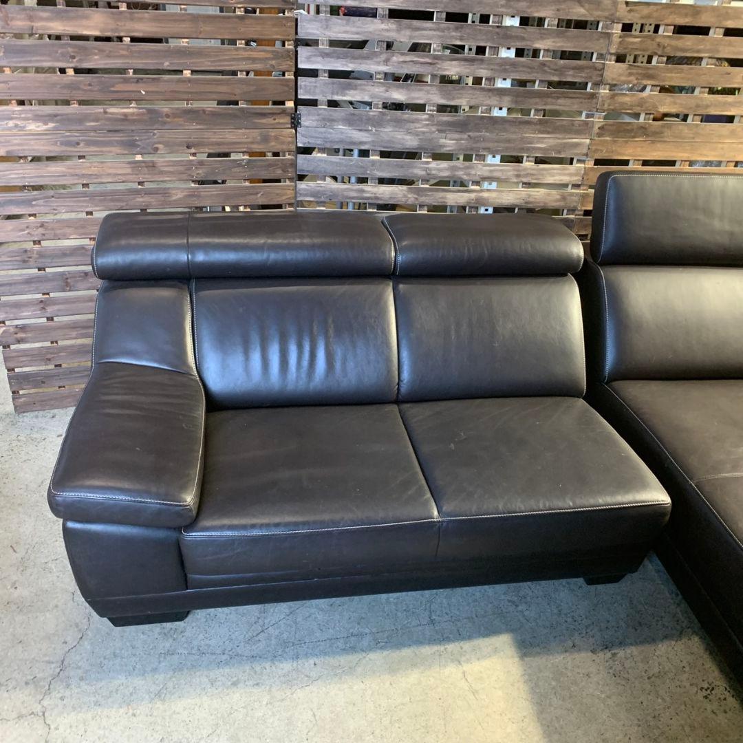 K736 カリモク家具 レザー 本革 ソファ ZU5328DB