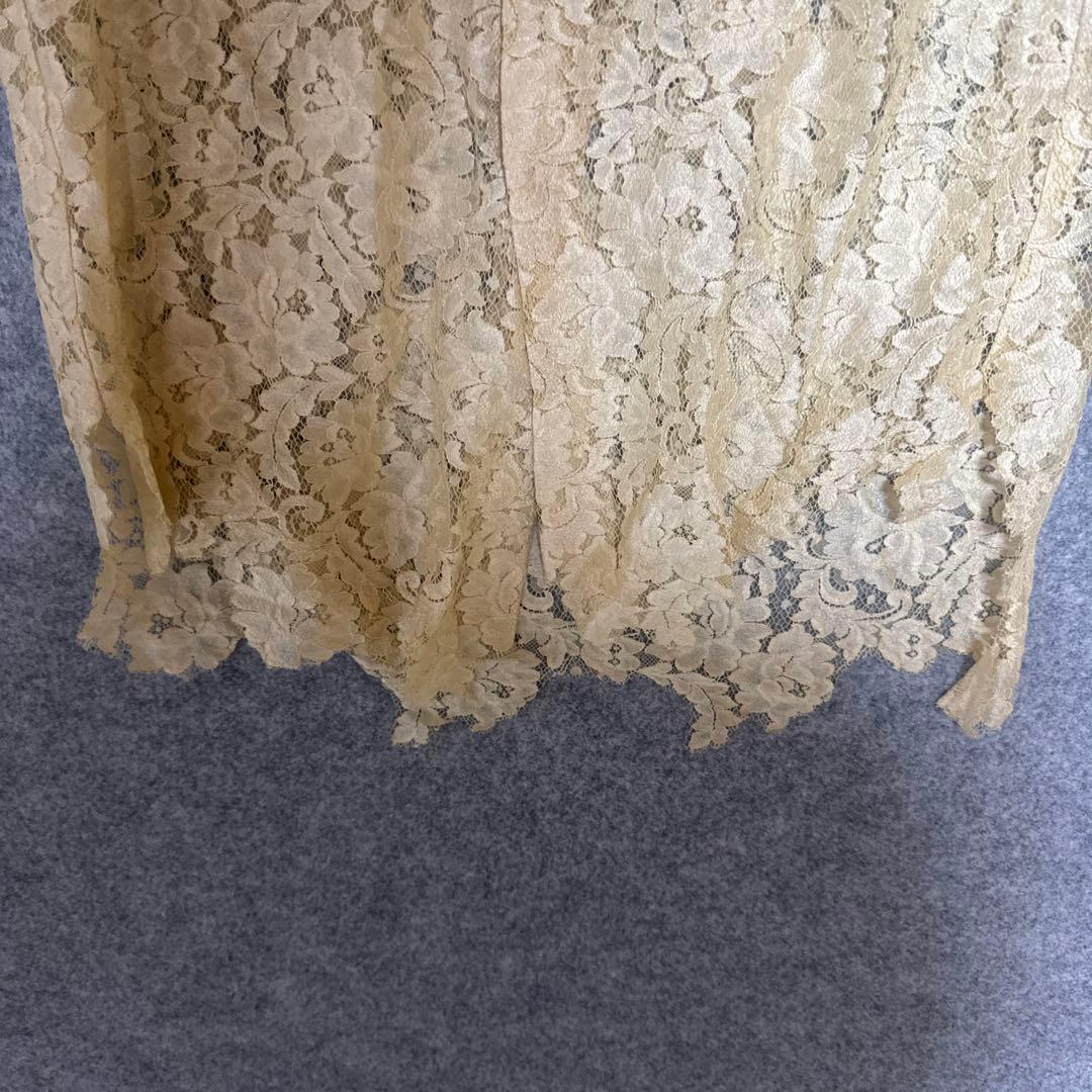 Yohji Yamamoto 光沢ベージュ レースシャツ S