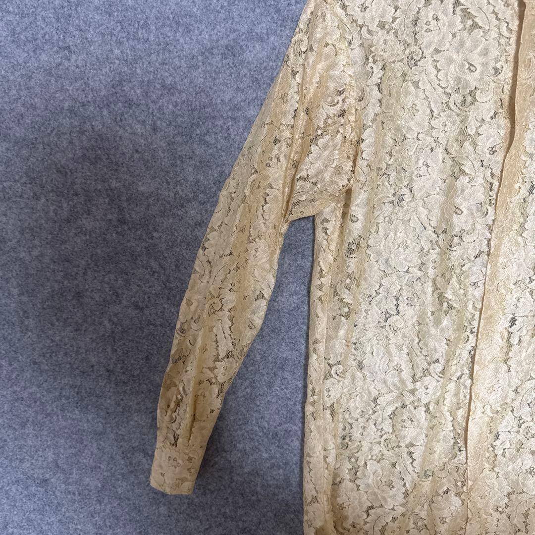 Yohji Yamamoto 光沢ベージュ レースシャツ S