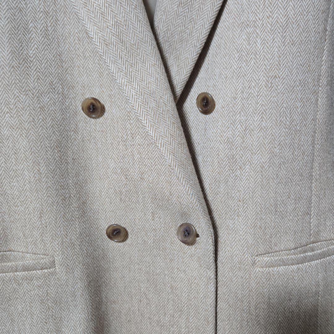 ニューヨーカー　ベージュ ヘリンボーン ダブルジャケット