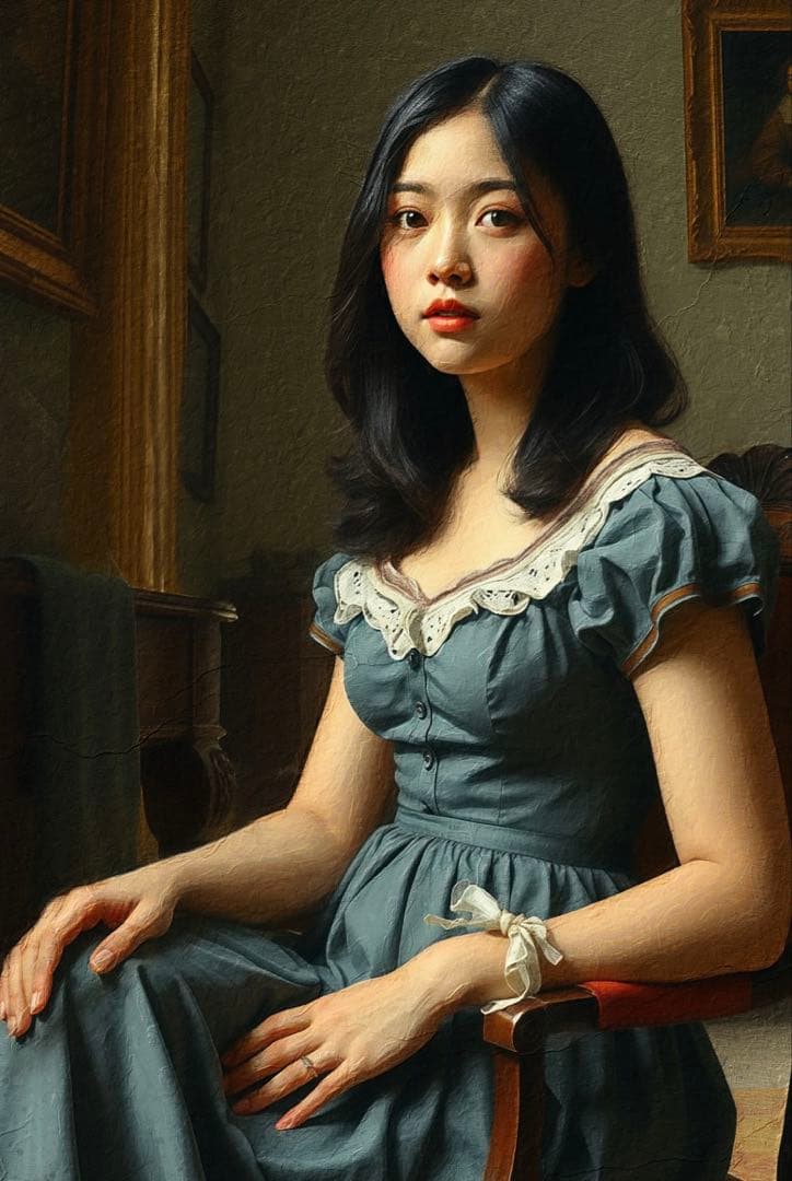 【油絵風の絵画作品】美しい女性をモデルにした現代アート作品