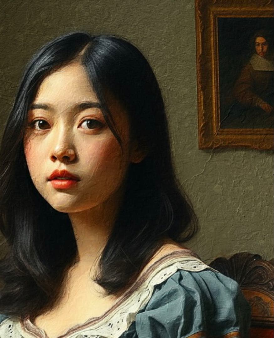 【油絵風の絵画作品】美しい女性をモデルにした現代アート作品