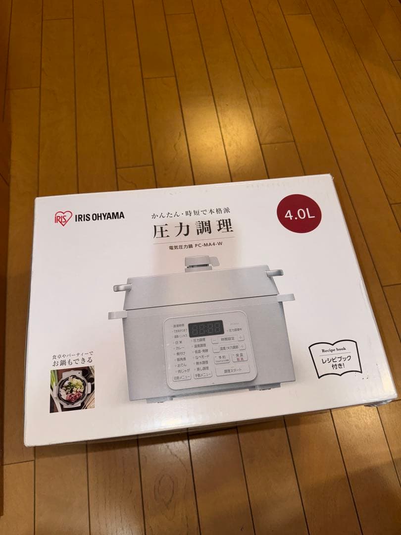 新品未使用 IRIS OHYAMA 電気圧力鍋 PC-MA1-W 4.0L