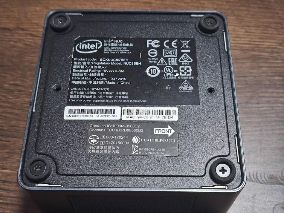 インテル Intel NUC BOXNUC8i7BEH コンパクトPC ミニPC