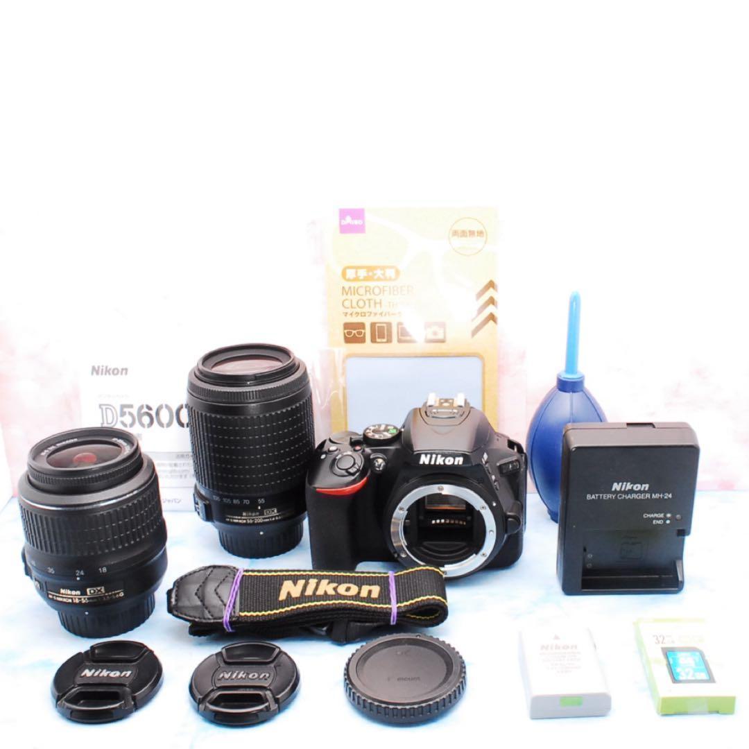 Nikon D5600✨一眼レフカメラ✨望遠レンズ付Wレンズ✨スマホ転送！