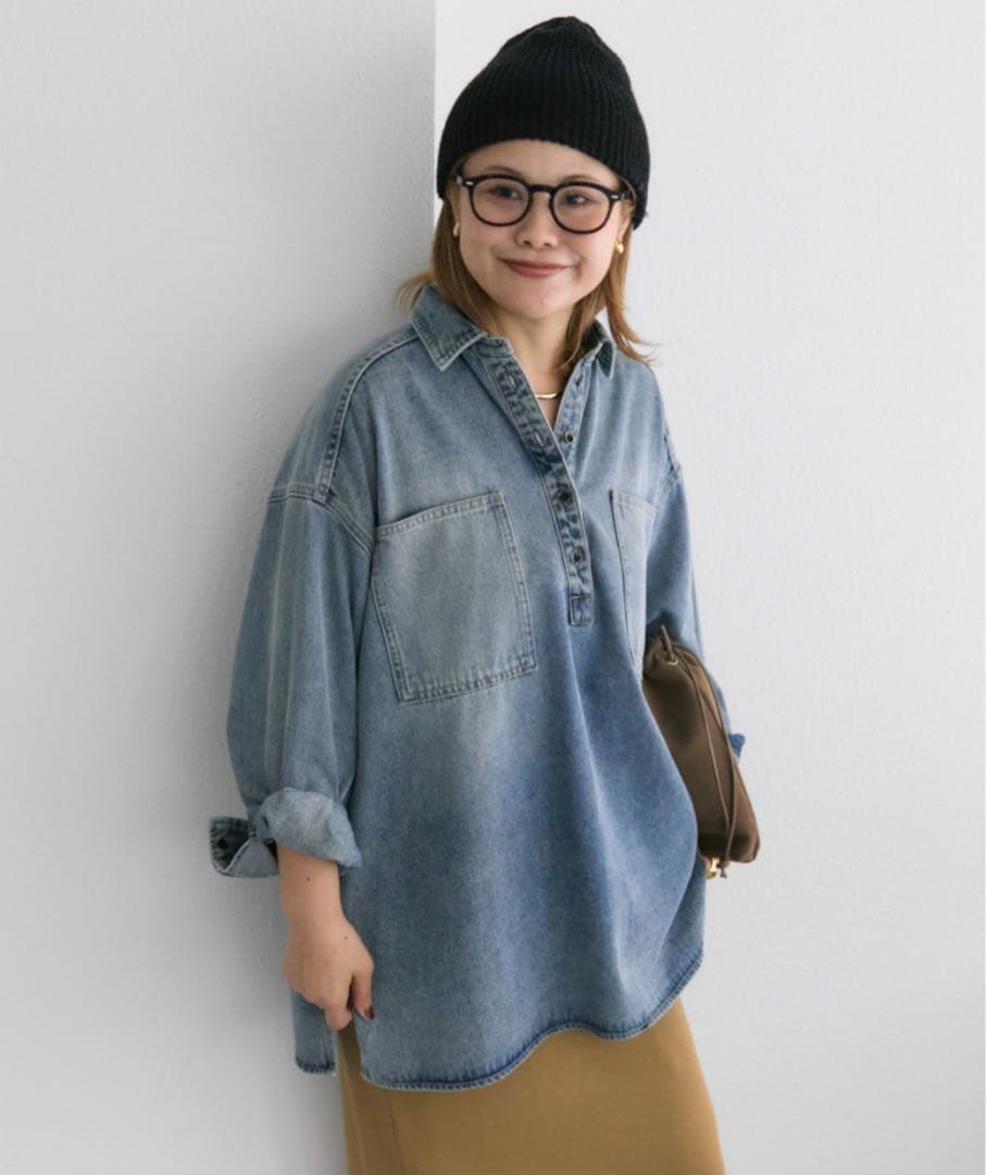 新品未開封⭐︎PUAL CE CIN⭐︎ヴィンテージライク デニムチュニックシャツ