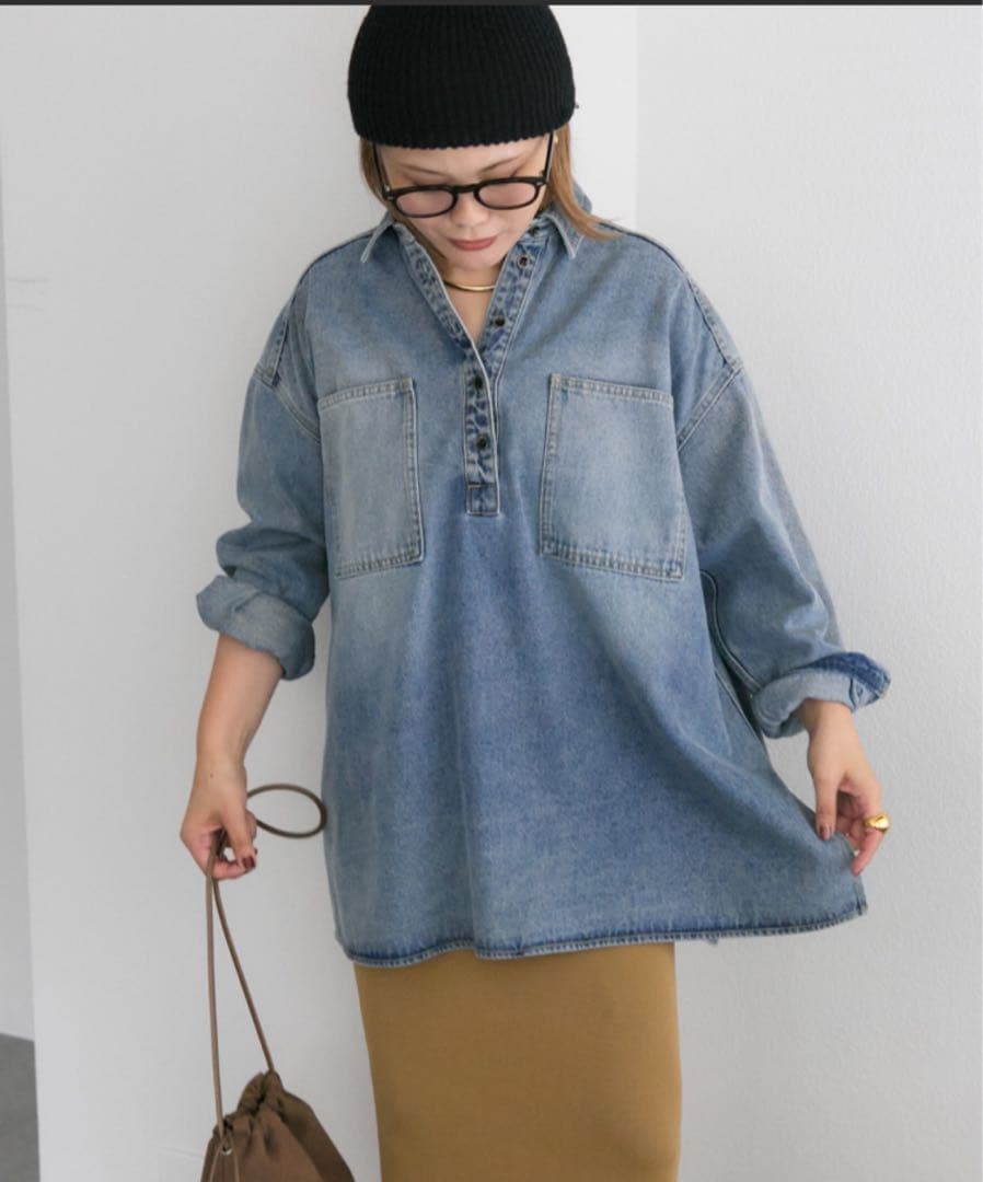 新品未開封⭐︎PUAL CE CIN⭐︎ヴィンテージライク デニムチュニックシャツ