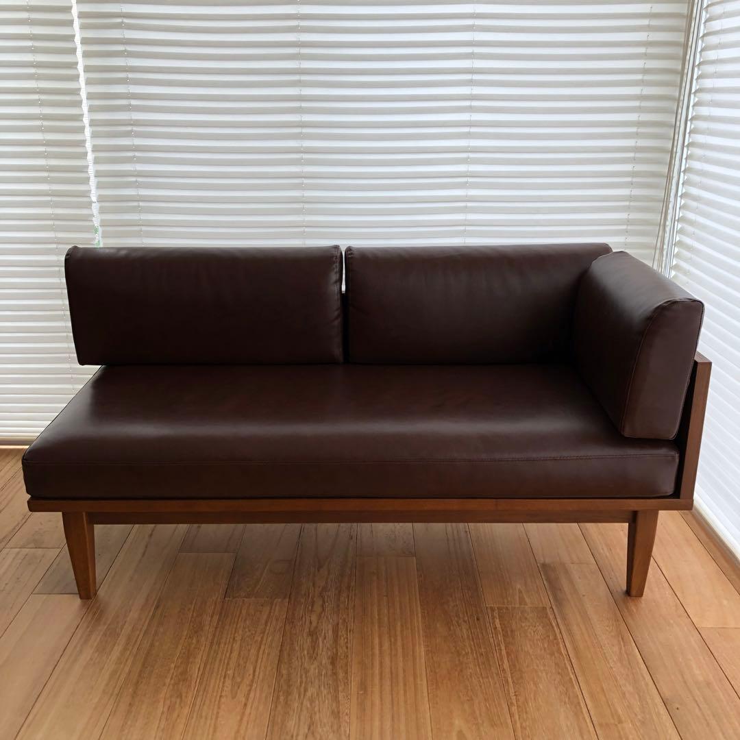 unico ブラウン 2人掛けソファ　ユニコ　合皮　レザーソファー