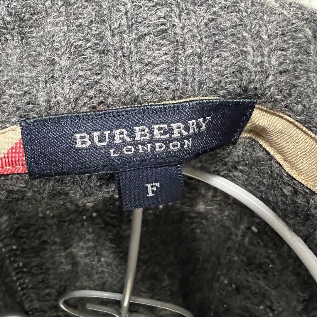 バーバリーロンドン ポンチョ ニット カシミヤ混 グレー エポーレット