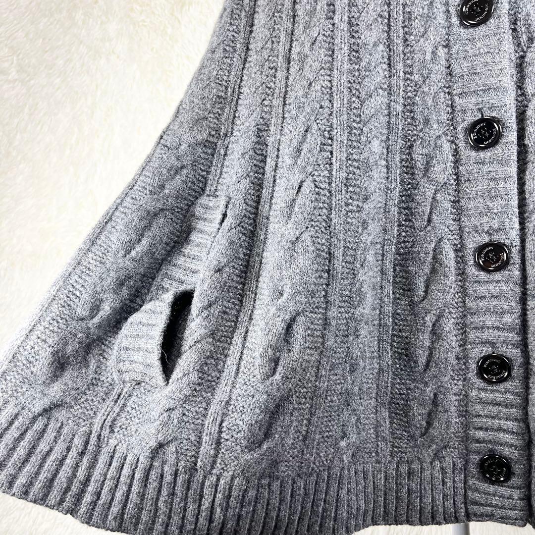 バーバリーロンドン ポンチョ ニット カシミヤ混 グレー エポーレット