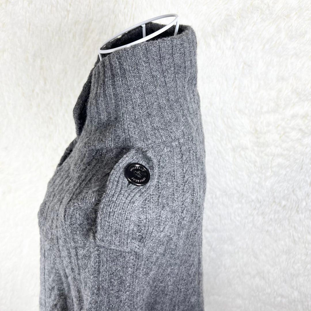 バーバリーロンドン ポンチョ ニット カシミヤ混 グレー エポーレット