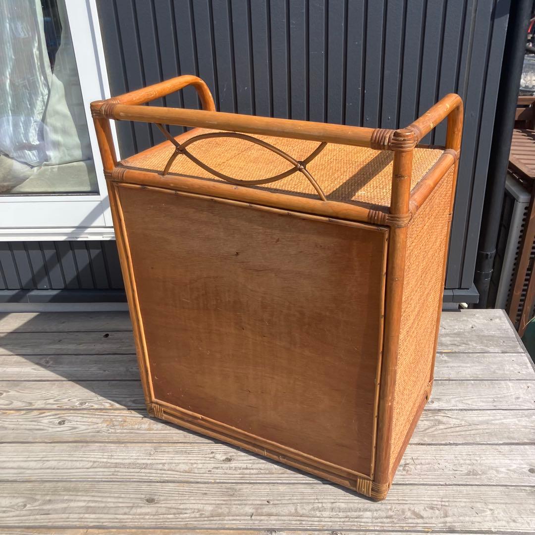 昭和レトロ ラタンチェスト 4段5杯 引き出し箪笥 古家具 ビンテージ 籐家具