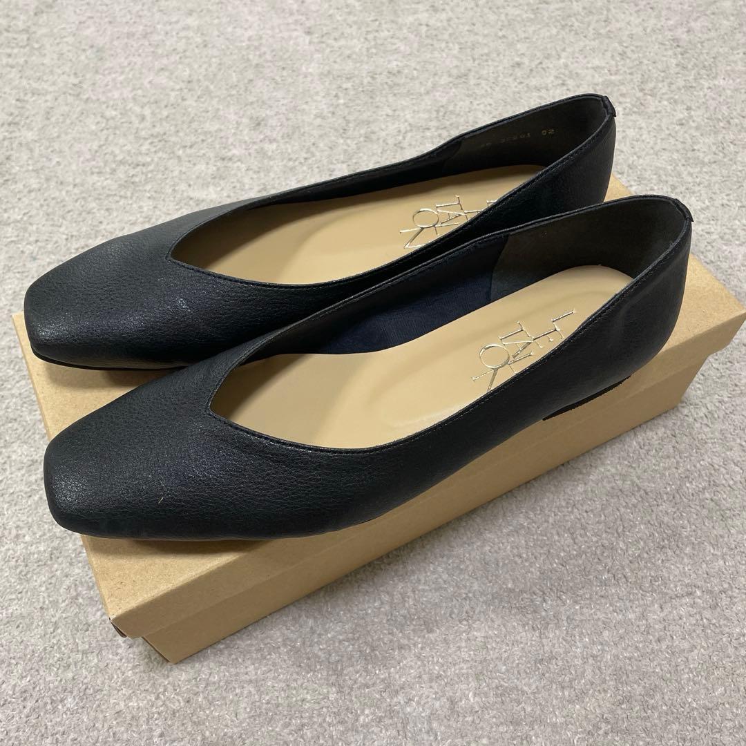 【美品】 ルタロン　スクエアVカットフラット　フラットシューズ　24.5㎝