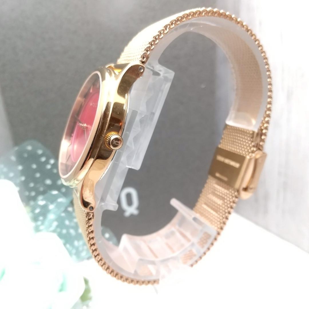 【美品 箱あり】稼働品 ノット デイト機能付き ソーラー式 腕時計 金属メッシュ