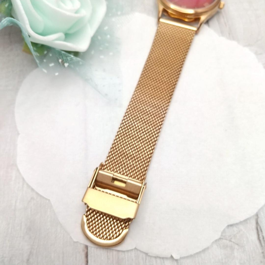 【美品 箱あり】稼働品 ノット デイト機能付き ソーラー式 腕時計 金属メッシュ