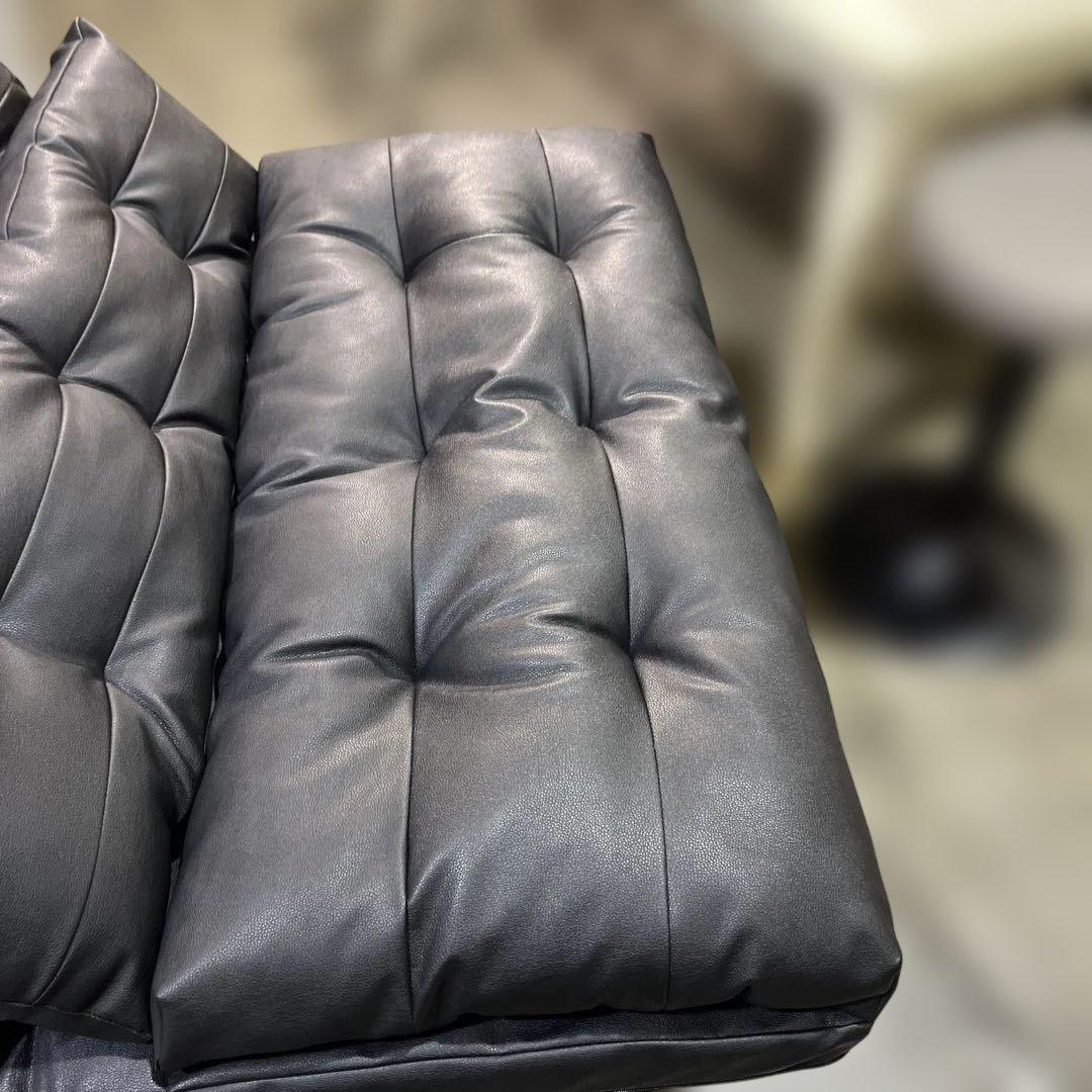 【未使用】ソファベッド◆ローソファ◇黒◆合皮◇組み立て不要◆定価¥18,500