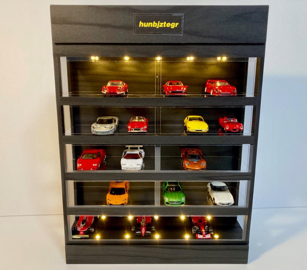 1/64展示35台可能・漆黒ウッド・5層式ディスプレーBOX / ネオジオラマ