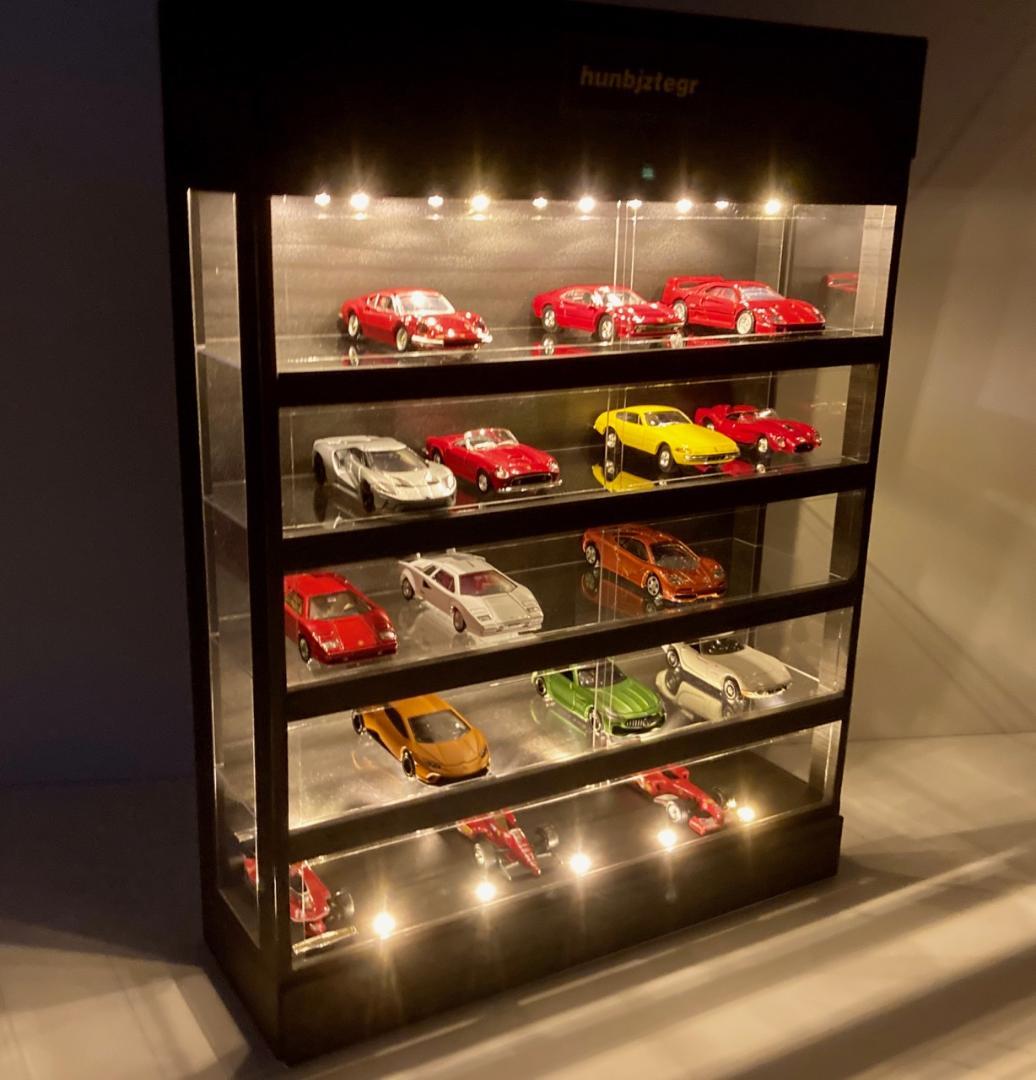 1/64展示35台可能・漆黒ウッド・5層式ディスプレーBOX / ネオジオラマ