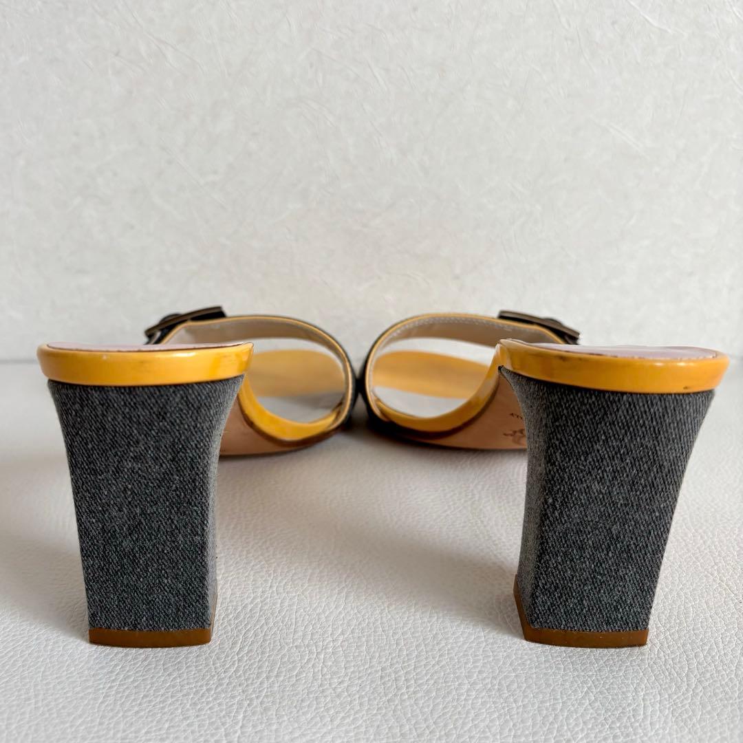 【希少】【クリスチャンディオール】デニム ロック&チャーム ミュール ヒール