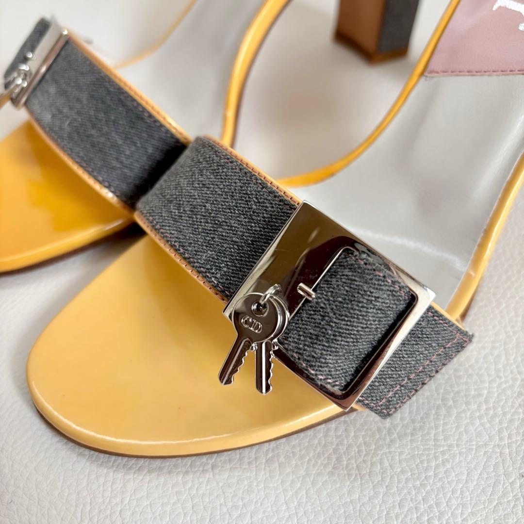 【希少】【クリスチャンディオール】デニム ロック&チャーム ミュール ヒール