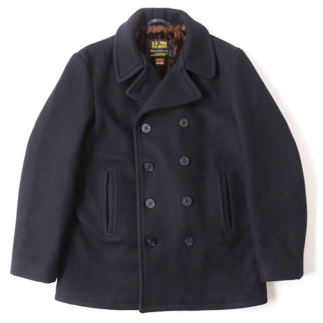 Supreme Schott Peacoat S レオパード ピーコート15aw