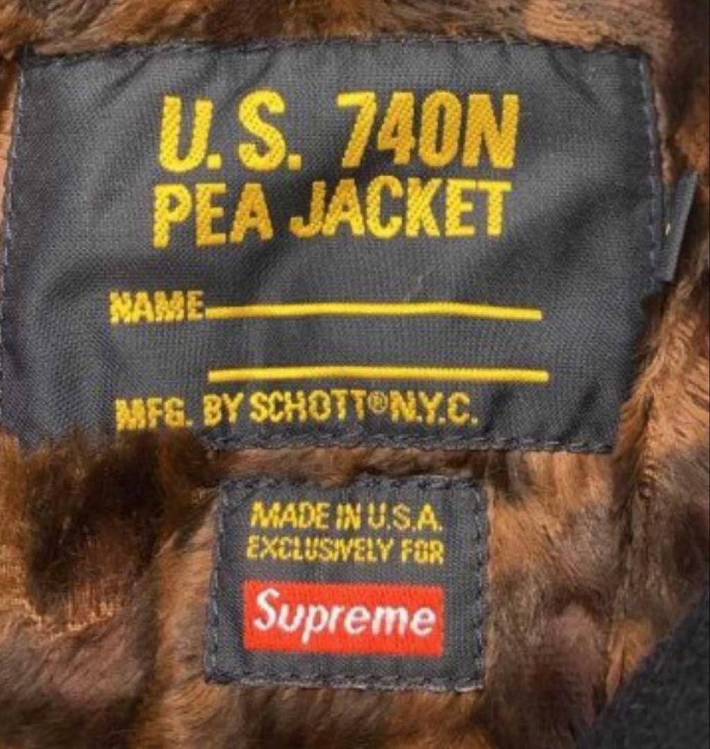 Supreme Schott Peacoat S レオパード ピーコート15aw