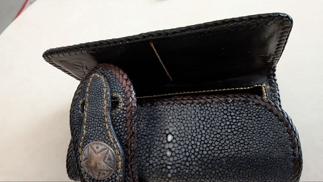 (*に様 エイ皮、ウォレットチェーン スターモチーフ、手作り貴重