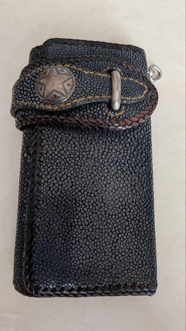 (*に様 エイ皮、ウォレットチェーン スターモチーフ、手作り貴重