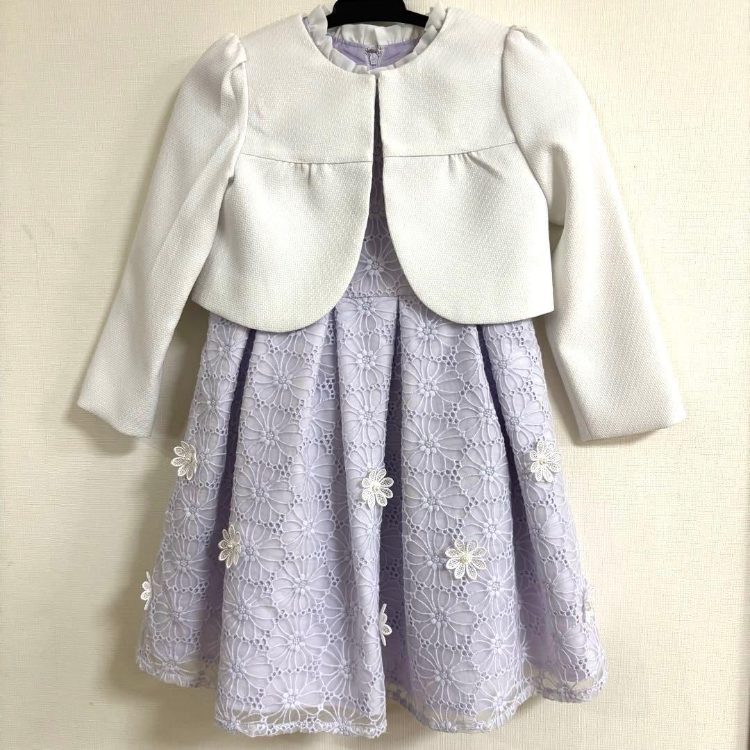 プティマイン セレモニー　ドレス　スーツ　ラベンダー花柄　コサージュ110cm