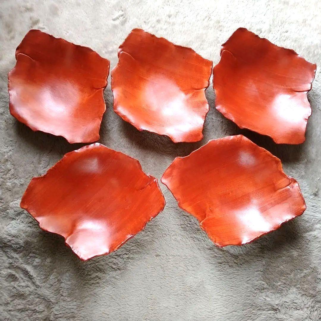 在印 朱色 三つ足鉢 5客揃 割烹料理 日本料理