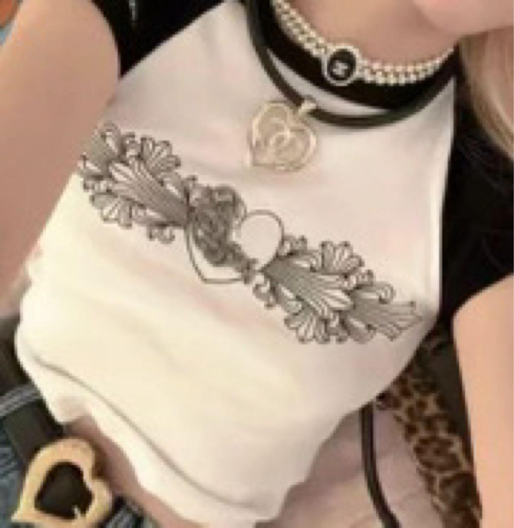 ハートプリントラグランTシャツ Sサイズ