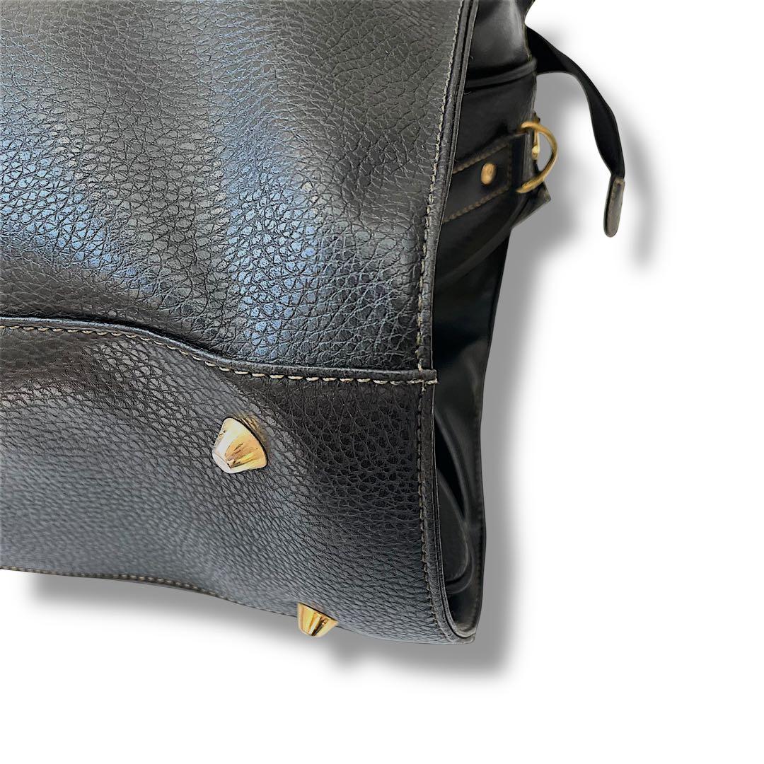 【大容量】dunhill ダンヒル　ボストンバッグ　2way シボ革　黒　金ロゴ