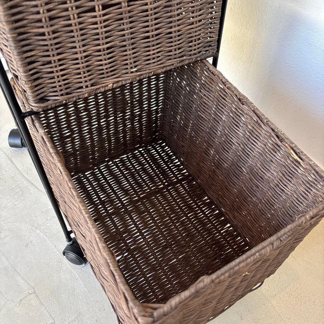 4段 アイアン ラタン チェスト かご カゴ 引き出し 収納 キャスター ラック