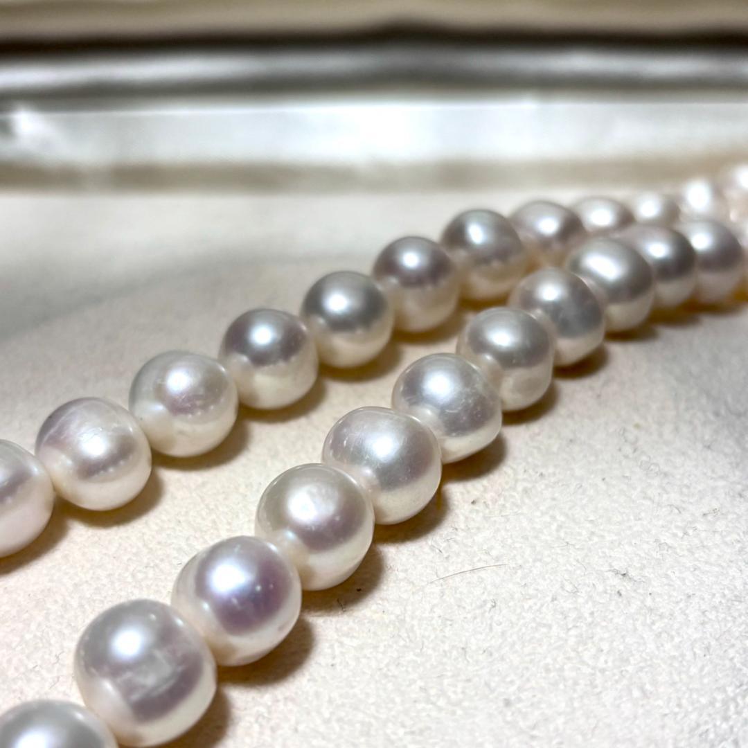 【テリ強】本真珠 パール ネックレス 約10mm-11mm イヤリングセット