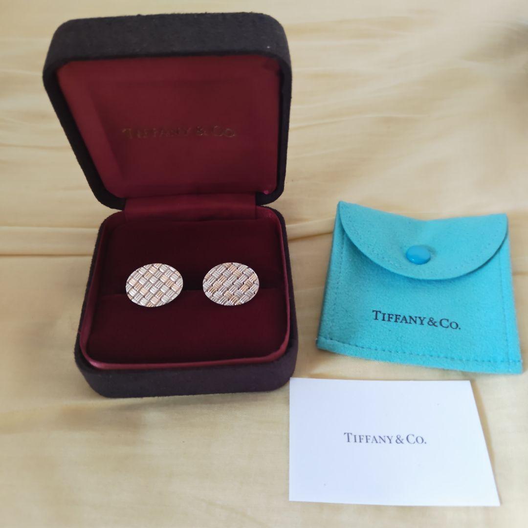【未使用】ティファニー　14K x SV925　オーバル　カフス　カフリンクス