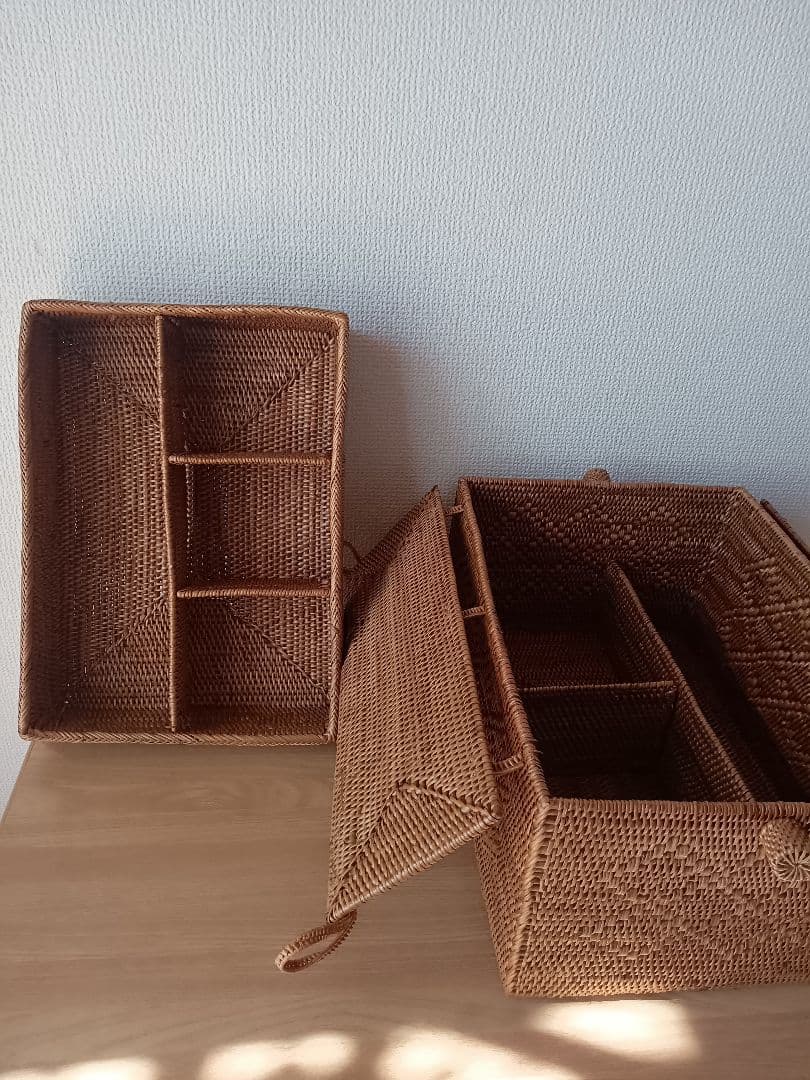 (新品)　トレー付　アタバスケット　かごバッグ　カゴ　ピクニック　バリ島　カゴ