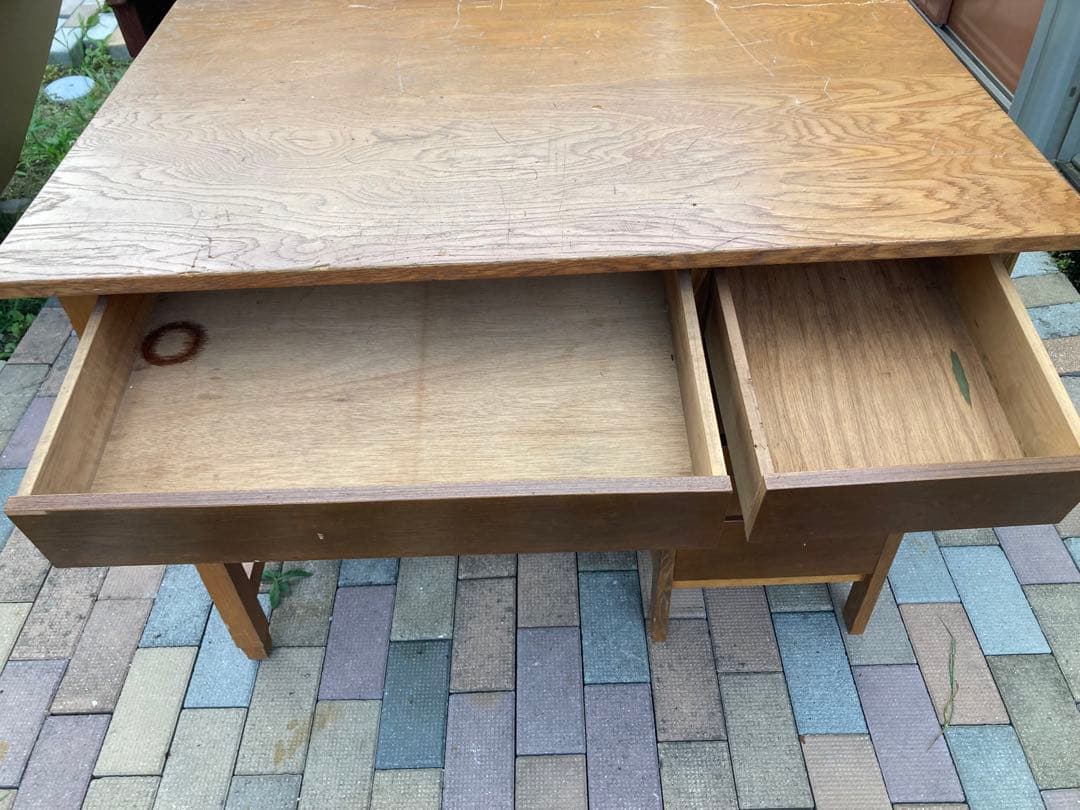 昭和レトロ　片袖机 古家具 勉強机 文机 ワークデスク アンティーク③