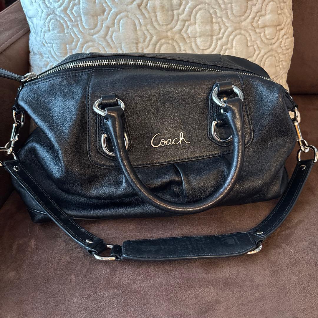 Coach 黒 レザー ショルダーバッグ