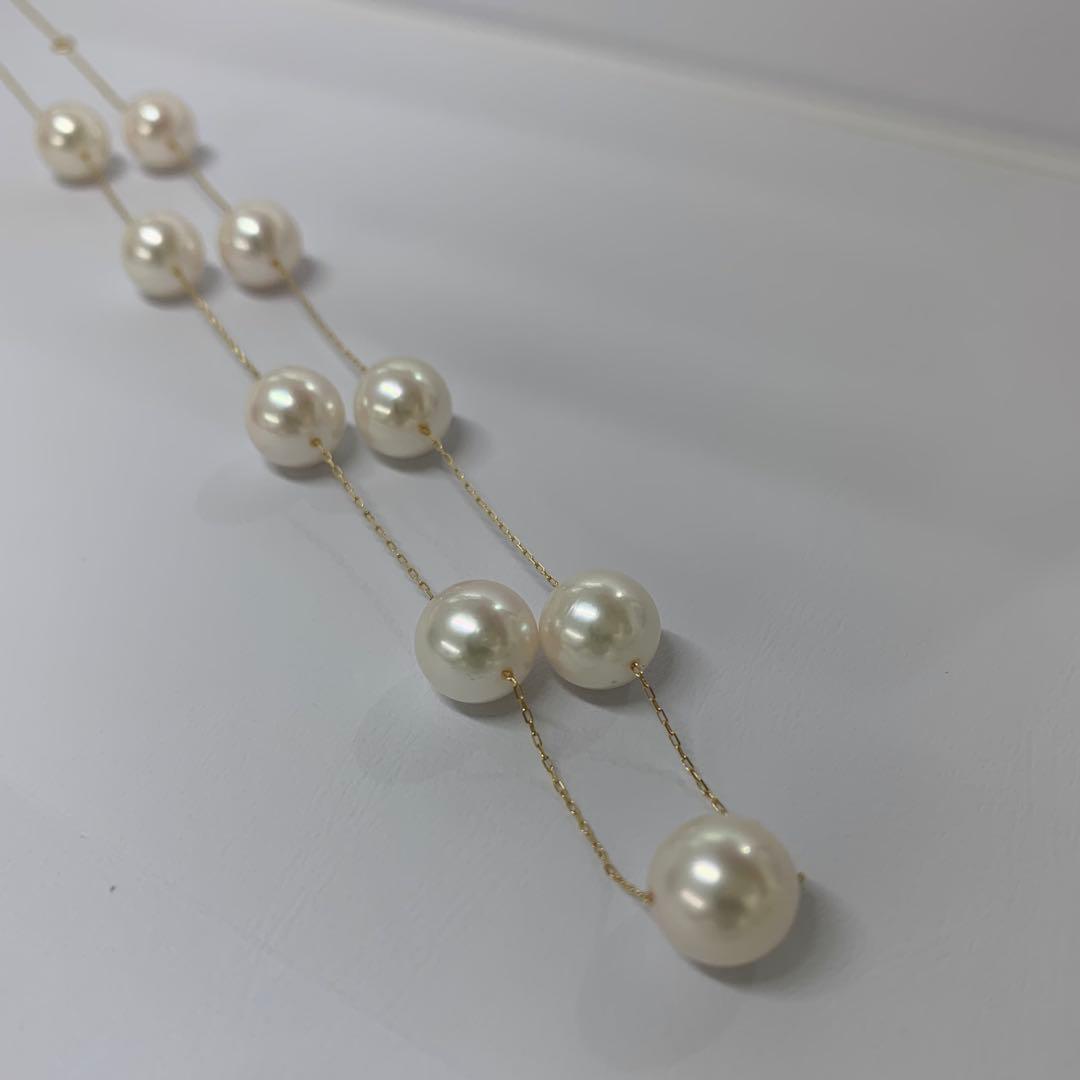 ハッピー　9粒ステーションネックレス 8-8.5mm