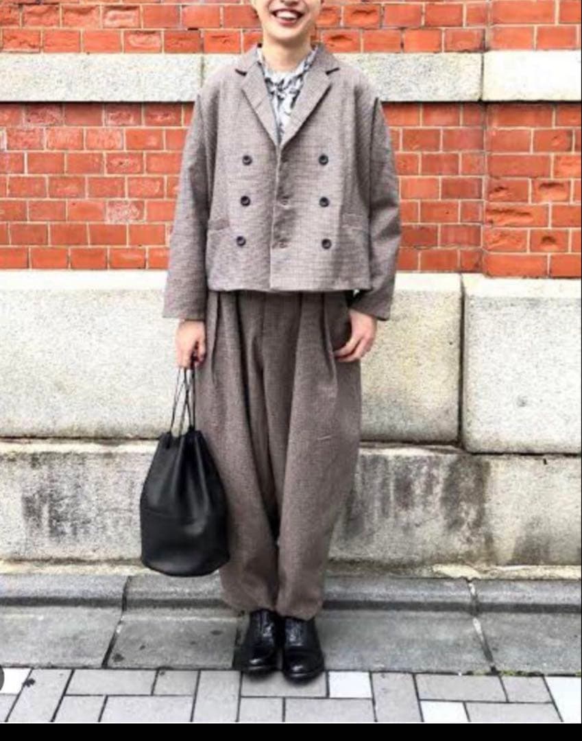 美品 ネストローブ ウールコットンガンクラブチェックジャケット