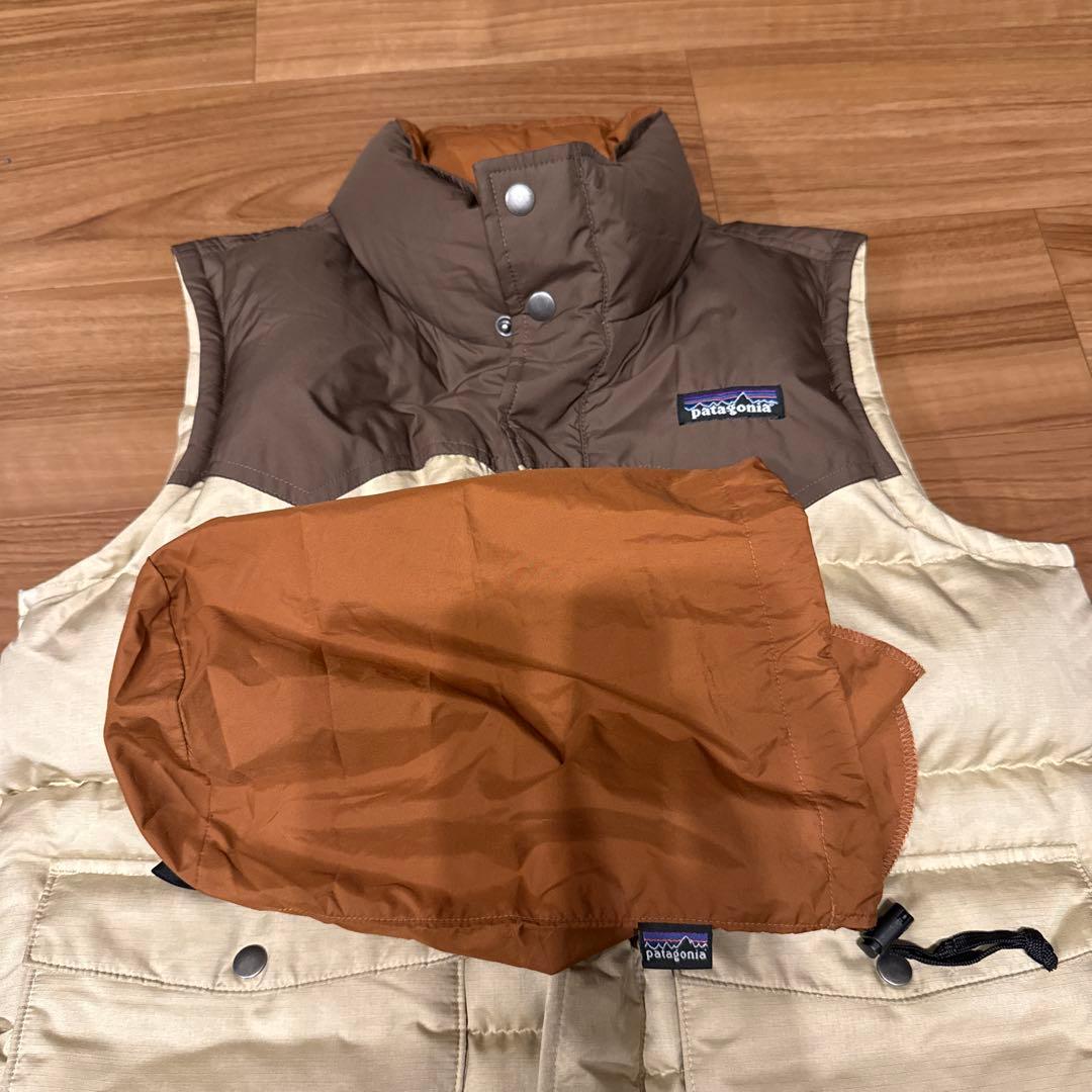 最終値下げPatagonia ダウンベスト ベージュ・ブラウン Sサイズ