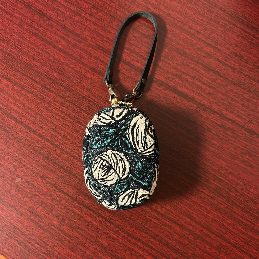 ミナペルホネン rosy(ネイビー&グリーン) ショルダーバック ミニポーチ付き