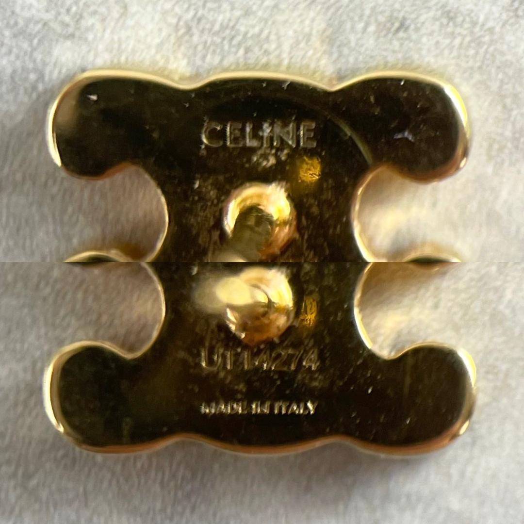 現行　CELINE　セリーヌ　トリオンフ　ラインストーン　ピアス　ゴールド　金色